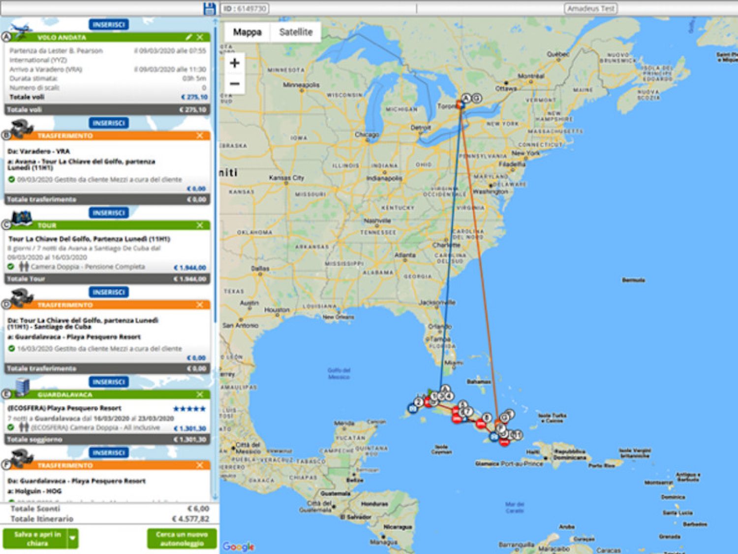 Screenshot Travel Architect costruzione itinerario di viaggio su misura